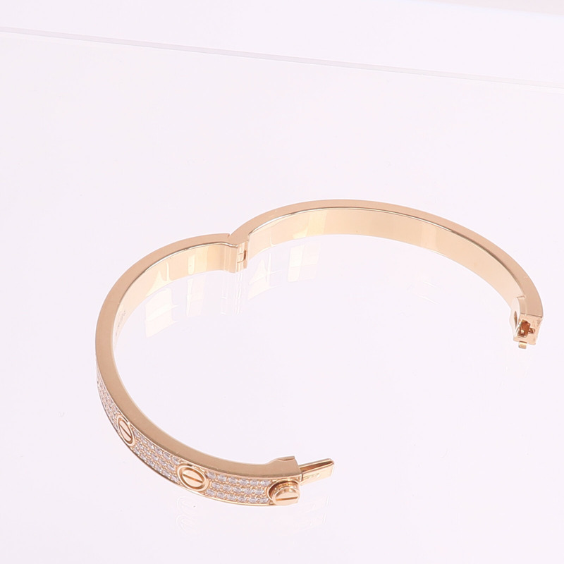 CARTIER 18K玫瑰金Love Bracelet Full Diamonds鑽石手鐲Cartier#16-7