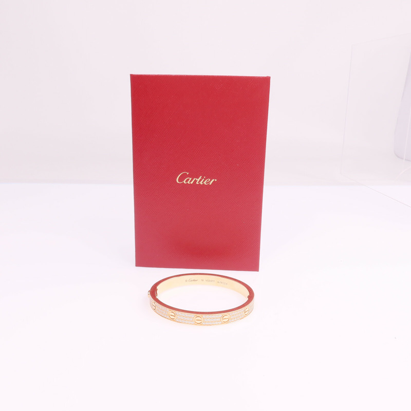 CARTIER 18K玫瑰金Love Bracelet Full Diamonds鑽石手鐲Cartier#16-8