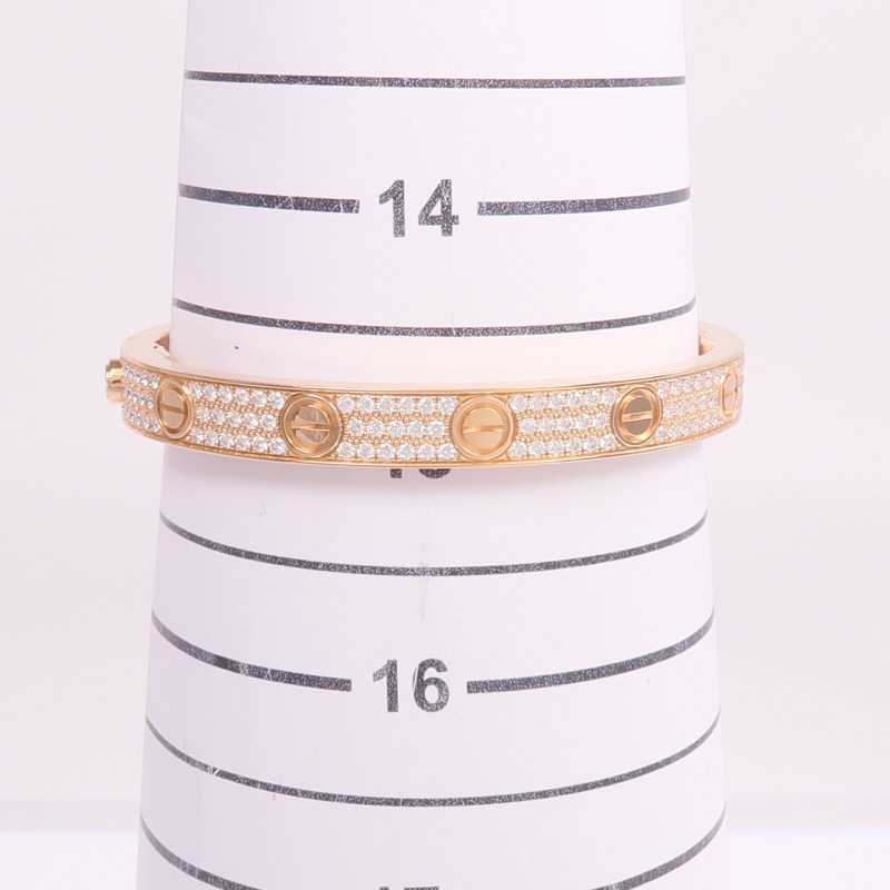 CARTIER 18K玫瑰金Love Bracelet Full Diamonds鑽石手鐲Cartier#16-9