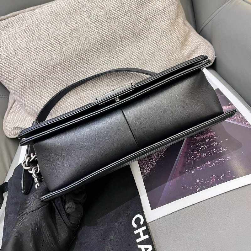 香奈兒/Chanel LEBOY中號黑銀牛皮菱格鏈條包-4