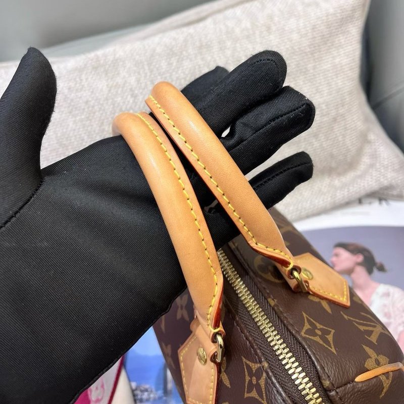 芯片款 路易威登/Louis Vuitton Speedy20 老花粉色肩帶無水印磨損-4