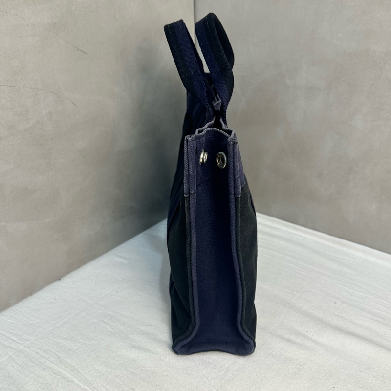 Hermès 中古紫拼黑小號帆布手袋-7