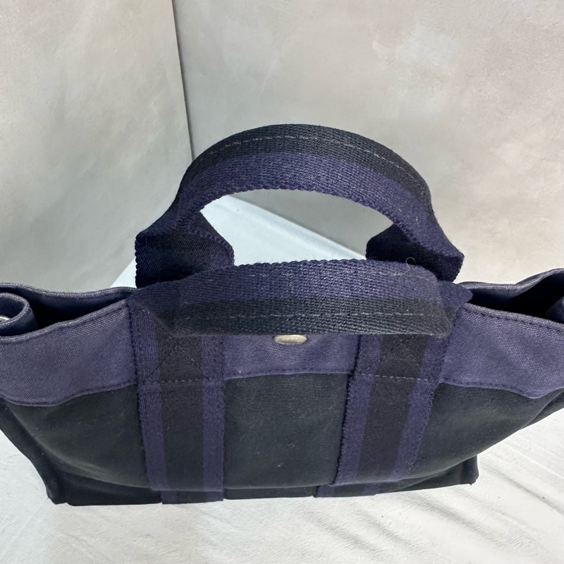 Hermès 中古紫拼黑小號帆布手袋-8