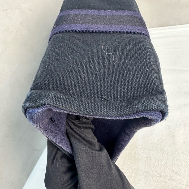 Hermès 中古紫拼黑小號帆布手袋-9