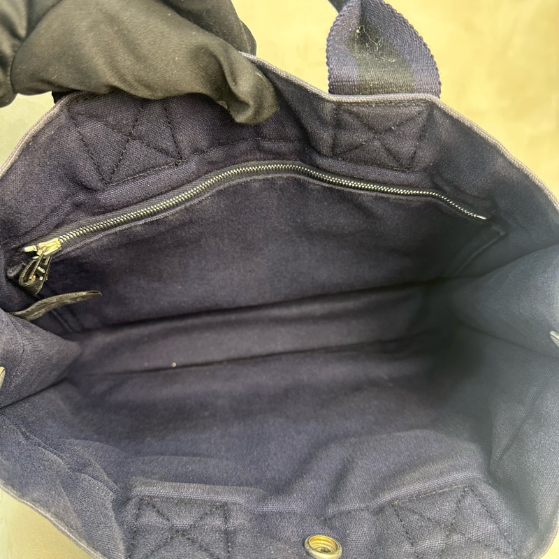 Hermès 中古紫拼黑小號帆布手袋-14