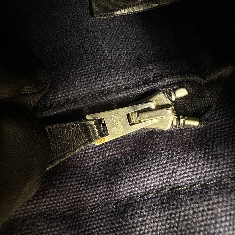 Hermès 中古紫拼黑小號帆布手袋-15