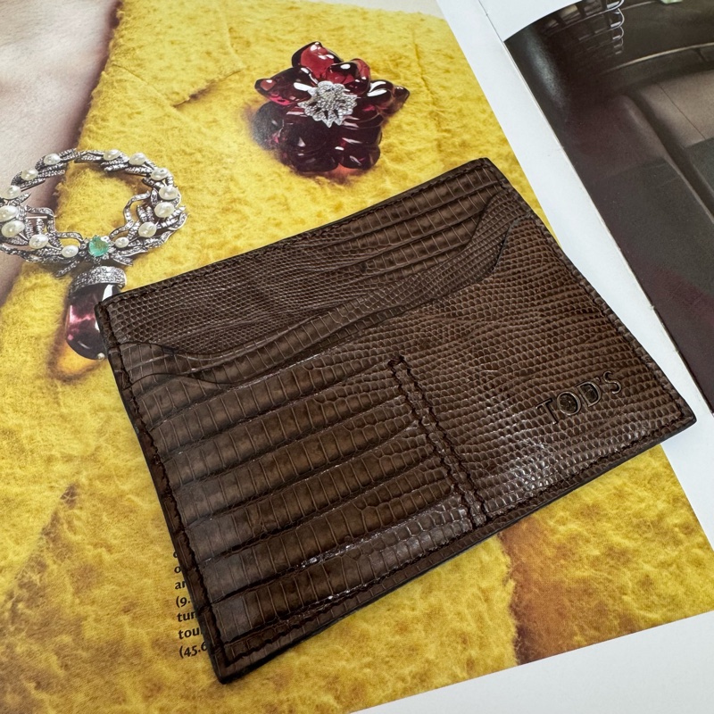 TOD'S 深棕色 鰐魚紋 卡夾 vintage 二手 中古 稀有-0