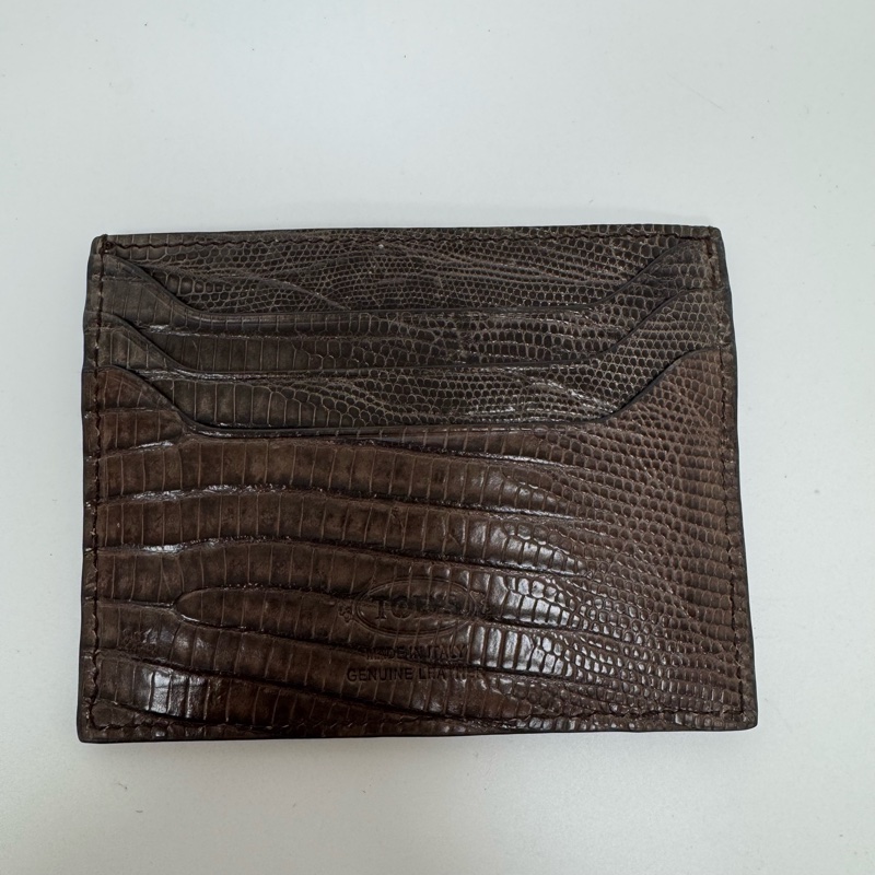 TOD'S 深棕色 鰐魚紋 卡夾 vintage 二手 中古 稀有-5