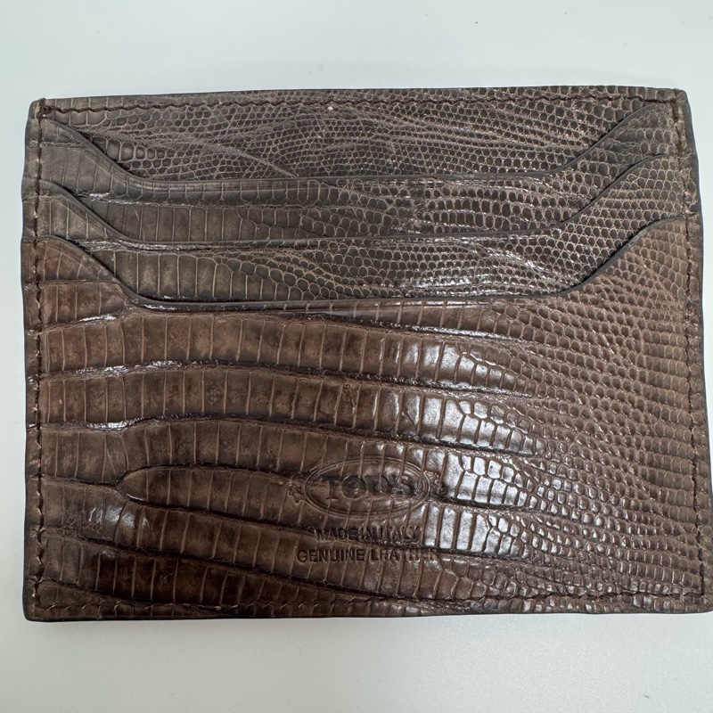 TOD'S 深棕色 鰐魚紋 卡夾 vintage 二手 中古 稀有-10