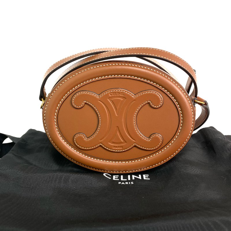 △ Celine 思琳 Brown Calfskin Oval Cuir Triomphe Shoulder Bag 啡色小牛皮肩背袋 - 257028020-0