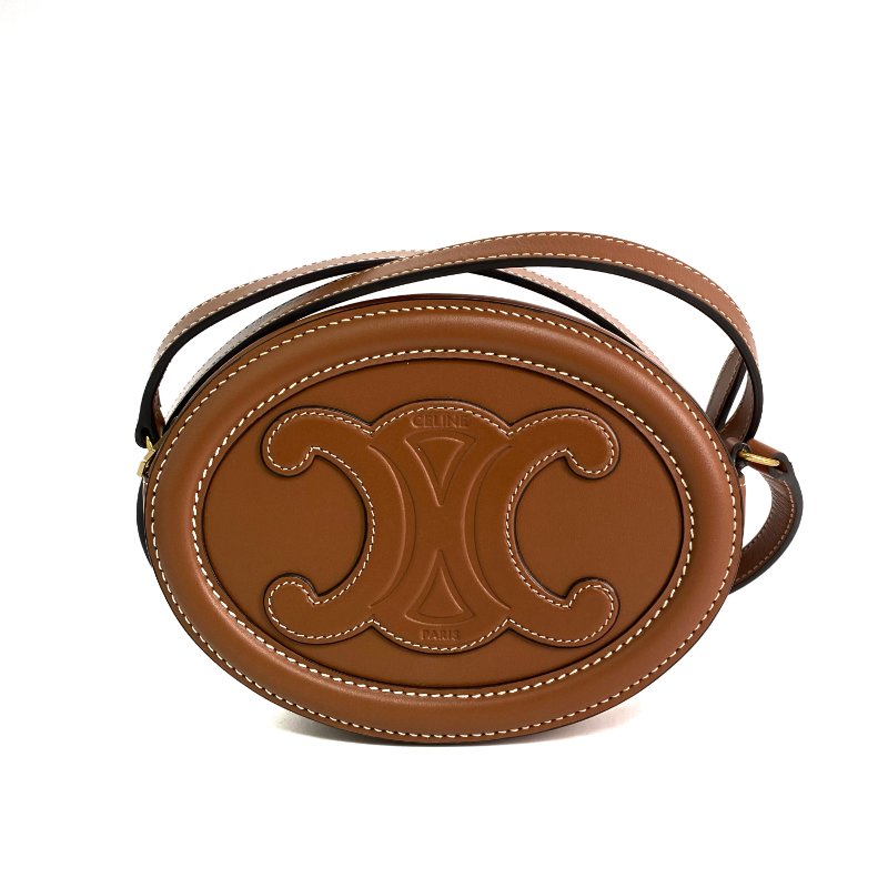 △ Celine 思琳 Brown Calfskin Oval Cuir Triomphe Shoulder Bag 啡色小牛皮肩背袋 - 257028020-1