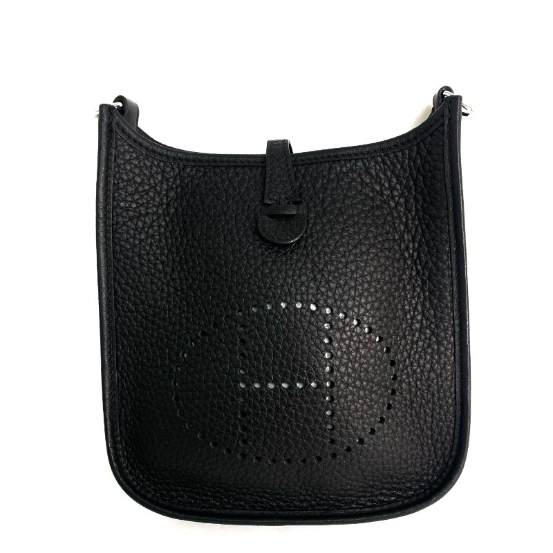 △ Hermes 愛馬仕 Black Clemence Calfskin Evelyn Shoulder Bag Stamp W 黑色粒紋小牛皮肩背袋W刻 - 257028021-1