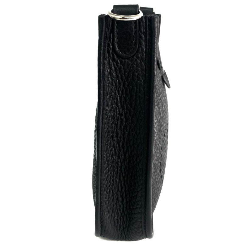 △ Hermes 愛馬仕 Black Clemence Calfskin Evelyn Shoulder Bag Stamp W 黑色粒紋小牛皮肩背袋W刻 - 257028021-4