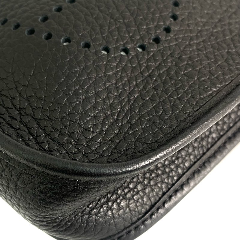 △ Hermes 愛馬仕 Black Clemence Calfskin Evelyn Shoulder Bag Stamp W 黑色粒紋小牛皮肩背袋W刻 - 257028021-7
