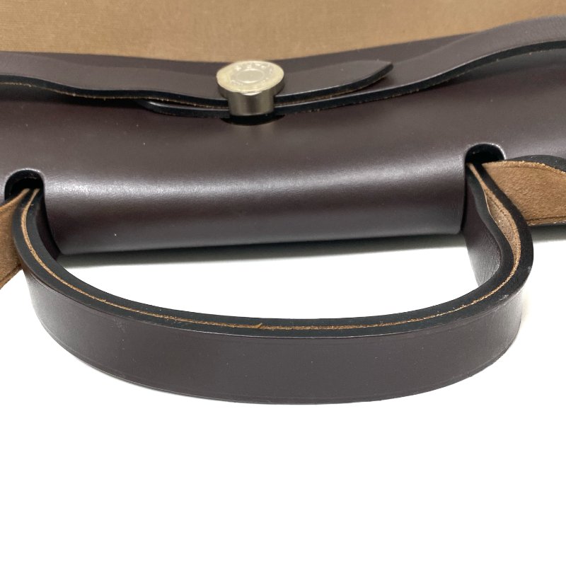 △ Hermes 愛馬仕 Beige Canvas Palladium Plated Metal Herbag 31 2 Way Bag Stamp D 淺褐色帆布鍍鈀金屬兩用袋D刻 - 257027820-7
