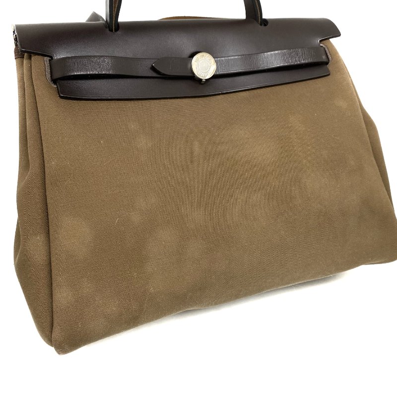△ Hermes 愛馬仕 Beige Canvas Palladium Plated Metal Herbag 31 2 Way Bag Stamp D 淺褐色帆布鍍鈀金屬兩用袋D刻 - 257027820-18