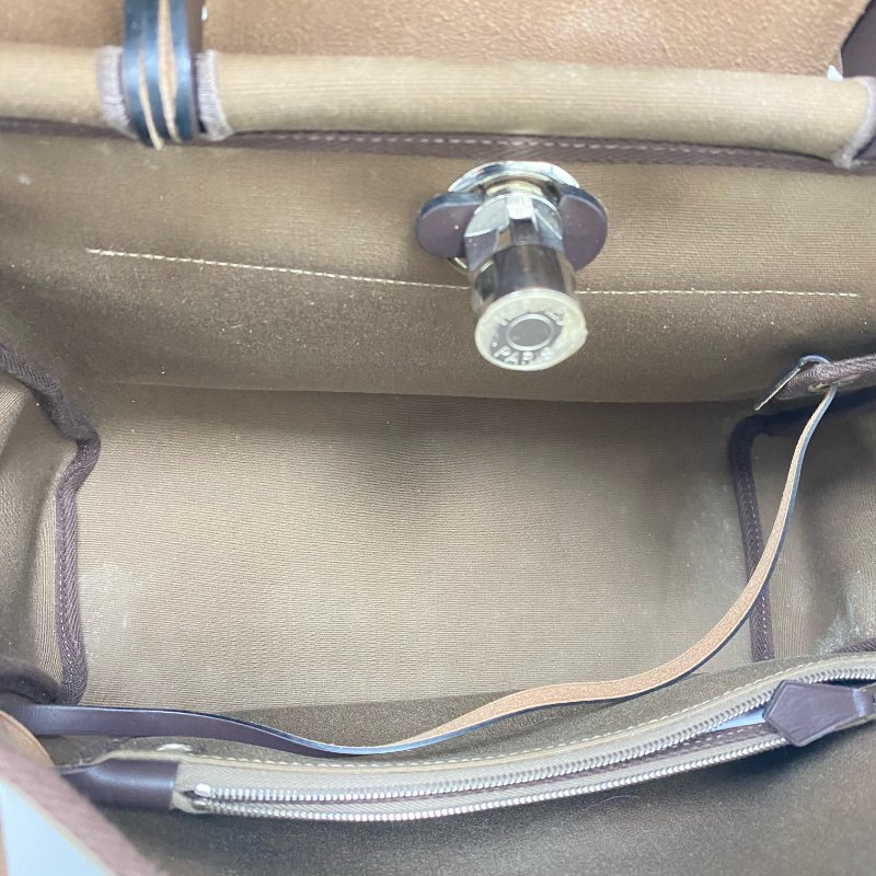 △ Hermes 愛馬仕 Beige Canvas Palladium Plated Metal Herbag 31 2 Way Bag Stamp D 淺褐色帆布鍍鈀金屬兩用袋D刻 - 257027820-19