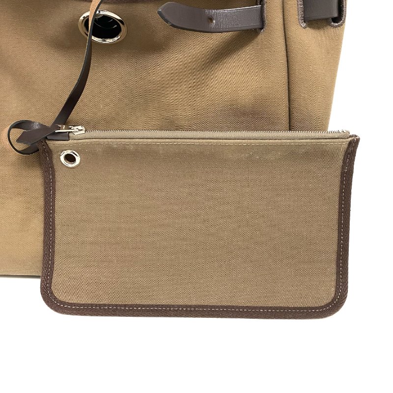△ Hermes 愛馬仕 Beige Canvas Palladium Plated Metal Herbag 31 2 Way Bag Stamp D 淺褐色帆布鍍鈀金屬兩用袋D刻 - 257027820-21