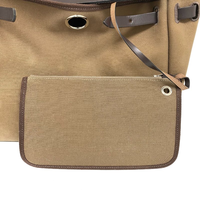 △ Hermes 愛馬仕 Beige Canvas Palladium Plated Metal Herbag 31 2 Way Bag Stamp D 淺褐色帆布鍍鈀金屬兩用袋D刻 - 257027820-22