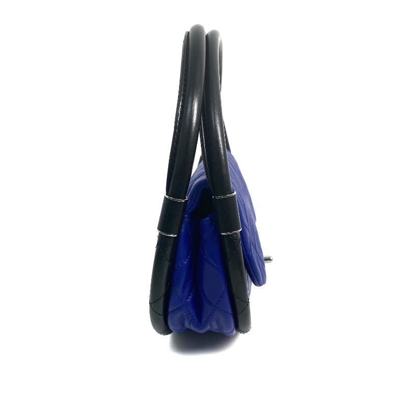△ Chanel 香奈兒 Navy Lambskin Hoop Silver Tone Metal Hand Bag No.18 深藍色小羊皮銀色金屬手袋No.18 - 257027665-3