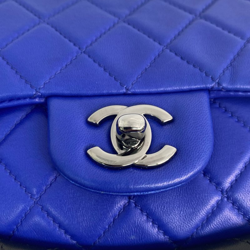 △ Chanel 香奈兒 Navy Lambskin Hoop Silver Tone Metal Hand Bag No.18 深藍色小羊皮銀色金屬手袋No.18 - 257027665-12
