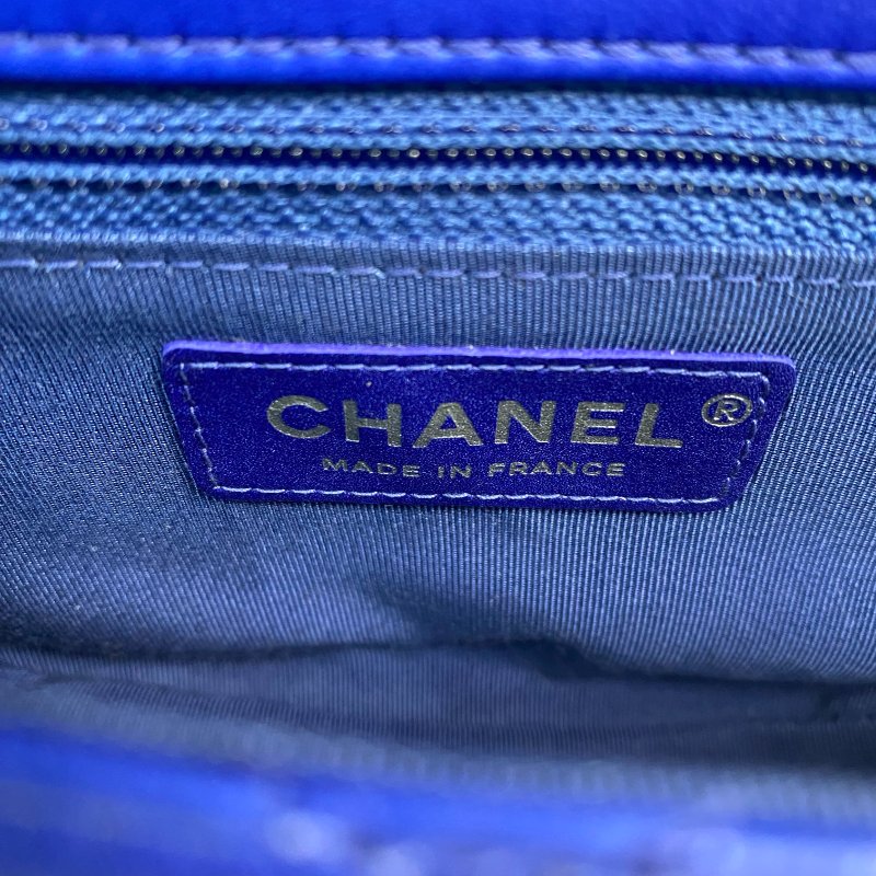 △ Chanel 香奈兒 Navy Lambskin Hoop Silver Tone Metal Hand Bag No.18 深藍色小羊皮銀色金屬手袋No.18 - 257027665-15