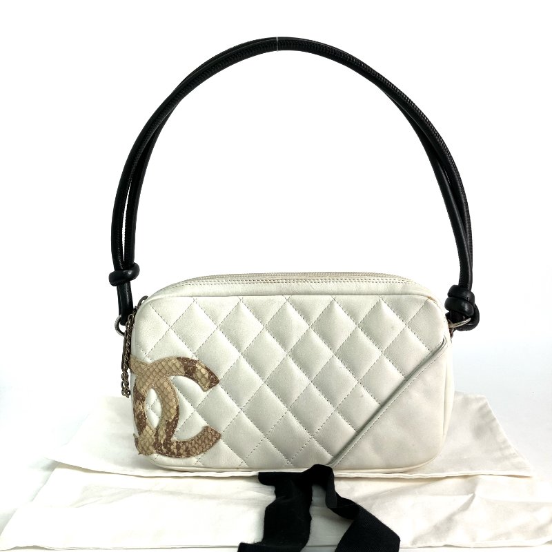 △ Chanel 香奈兒 White Calfskin And Python Silver Tone Metal Cambon Mini Shoulder Bag No.9 白色小牛皮和蛇皮銀色金屬肩背袋No.9 - 257028207-0