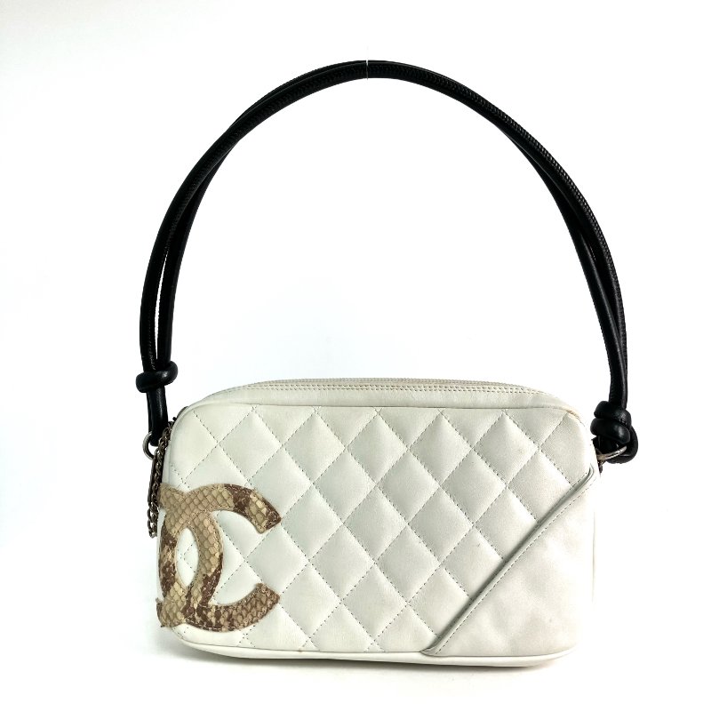 △ Chanel 香奈兒 White Calfskin And Python Silver Tone Metal Cambon Mini Shoulder Bag No.9 白色小牛皮和蛇皮銀色金屬肩背袋No.9 - 257028207-1