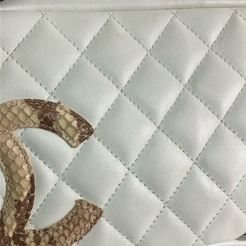 △ Chanel 香奈兒 White Calfskin And Python Silver Tone Metal Cambon Mini Shoulder Bag No.9 白色小牛皮和蛇皮銀色金屬肩背袋No.9 - 257028207-14