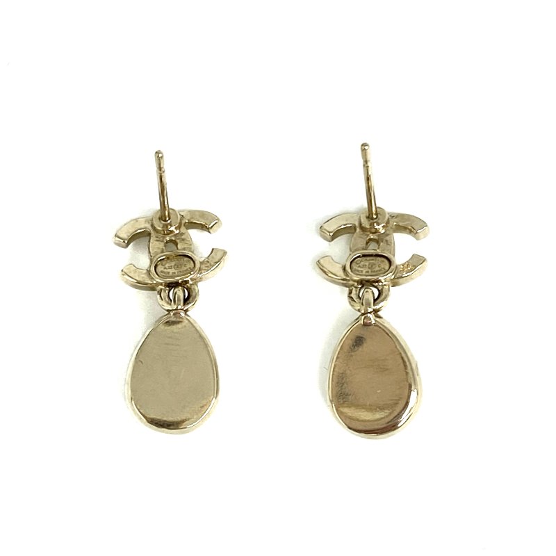 ☆ Chanel 香奈兒 Gold Tone Metal Rhinestone Earrings A22C 金色金屬水鑽耳環A22C - 257025669-2
