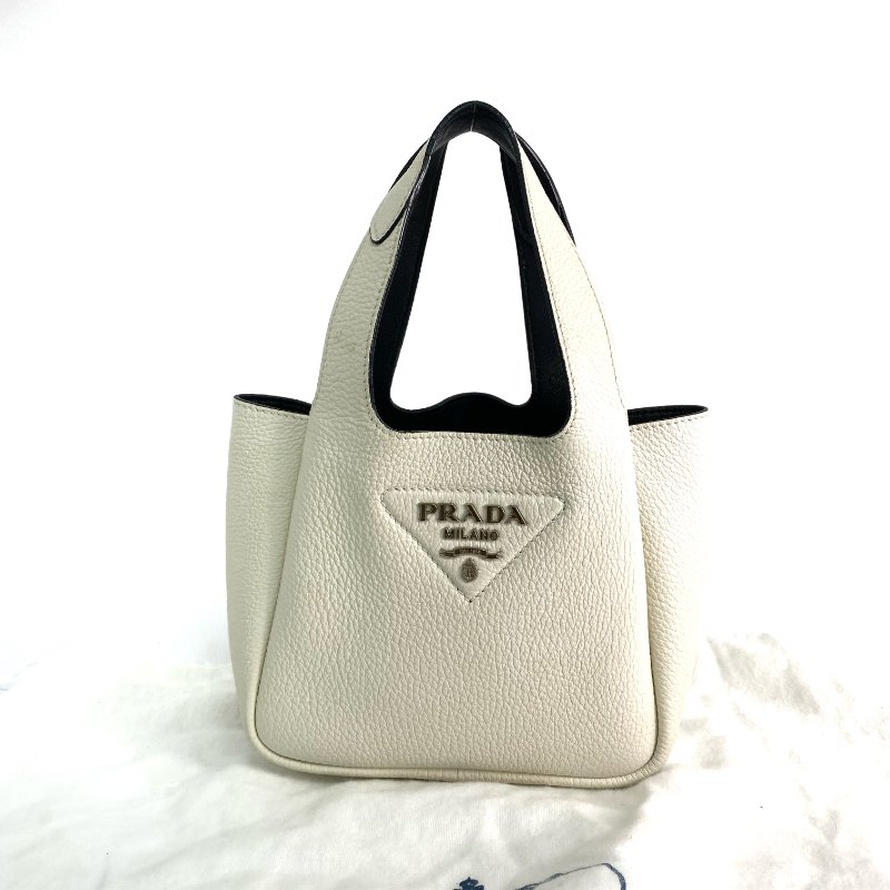 △ Prada 普拉達 White Calfskin Hand Bag 1BA349 白色小牛皮手袋 - 257028546-0