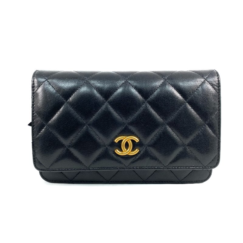 △ Chanel 香奈兒 Black Lambskin Gold And Silver Tone Metal Wallet On Chain AP2548 黑色小羊皮金色和銀色金屬鎖鏈銀包 - 257028506-1