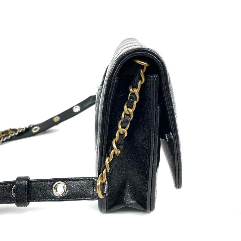 △ Chanel 香奈兒 Black Lambskin Gold And Silver Tone Metal Wallet On Chain AP2548 黑色小羊皮金色和銀色金屬鎖鏈銀包 - 257028506-4