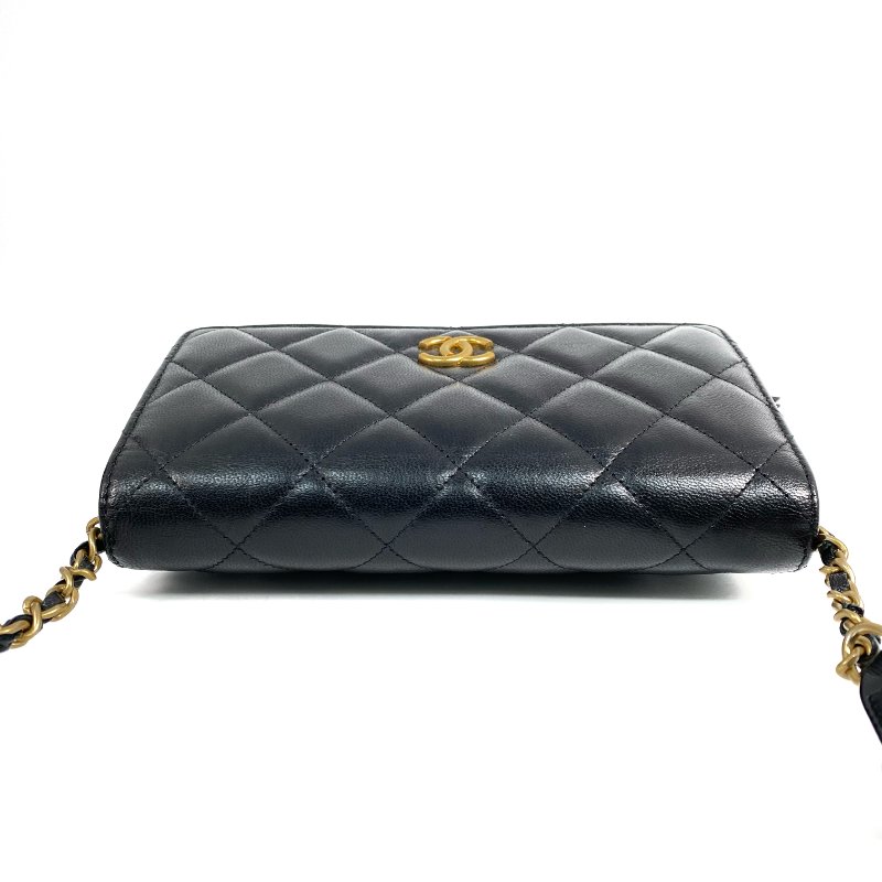 △ Chanel 香奈兒 Black Lambskin Gold And Silver Tone Metal Wallet On Chain AP2548 黑色小羊皮金色和銀色金屬鎖鏈銀包 - 257028506-6