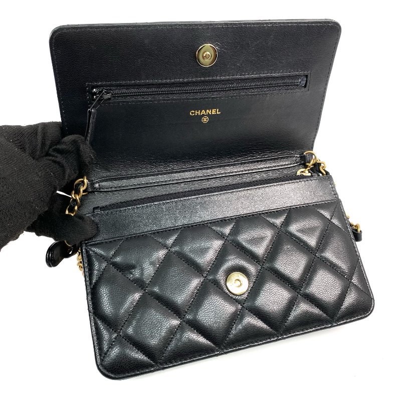 △ Chanel 香奈兒 Black Lambskin Gold And Silver Tone Metal Wallet On Chain AP2548 黑色小羊皮金色和銀色金屬鎖鏈銀包 - 257028506-18