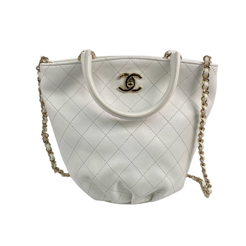 △ Chanel 香奈兒 White Calfskin Gold Tone Metal Chain 2 Way Bag No.27 AS0591 白色小牛皮金色金屬鎖鏈兩用袋No.27 - 257028786-1