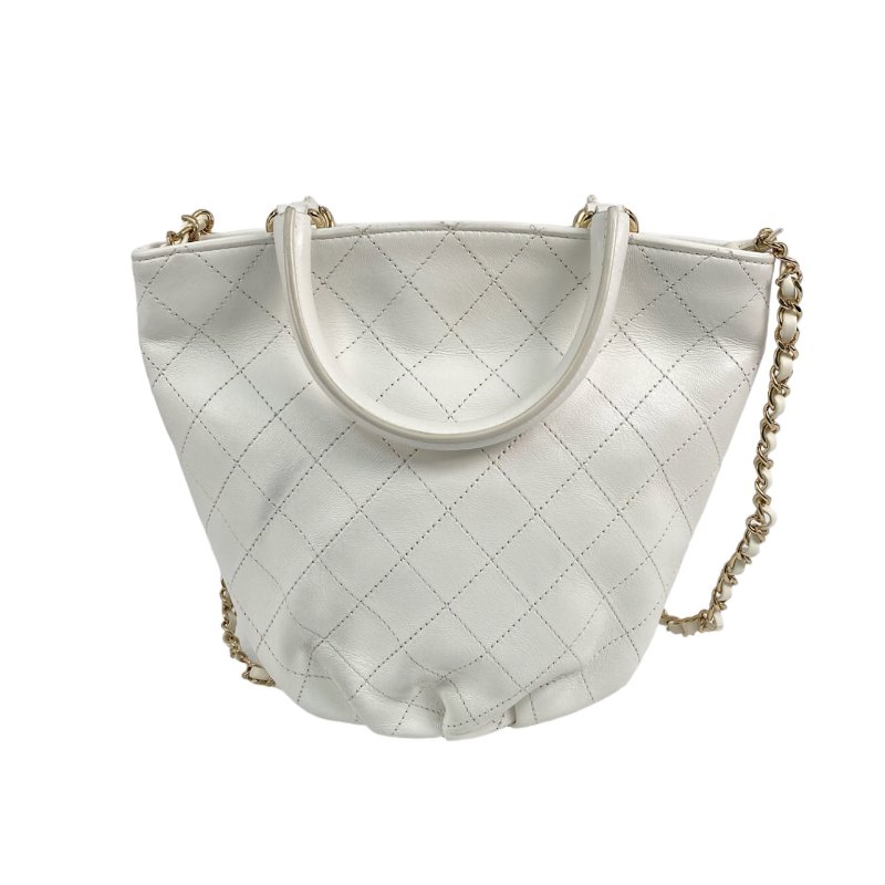△ Chanel 香奈兒 White Calfskin Gold Tone Metal Chain 2 Way Bag No.27 AS0591 白色小牛皮金色金屬鎖鏈兩用袋No.27 - 257028786-2