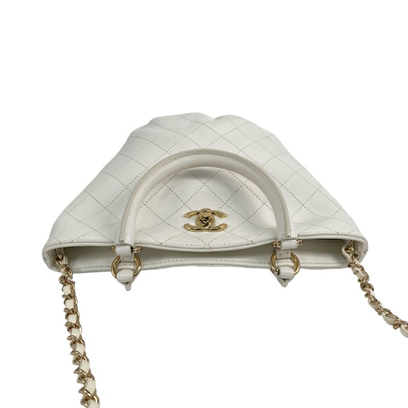 △ Chanel 香奈兒 White Calfskin Gold Tone Metal Chain 2 Way Bag No.27 AS0591 白色小牛皮金色金屬鎖鏈兩用袋No.27 - 257028786-5