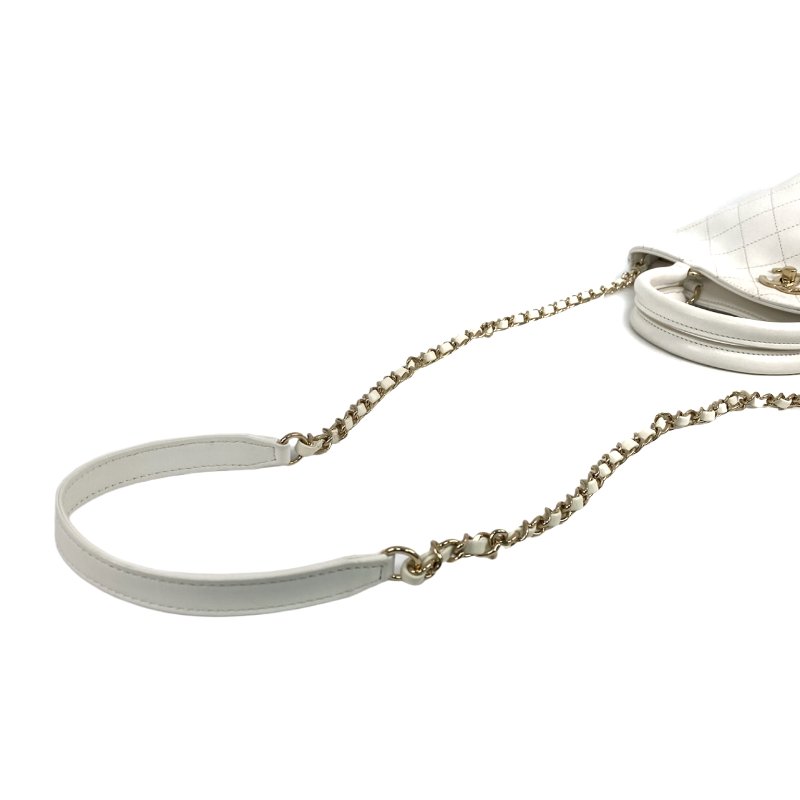 △ Chanel 香奈兒 White Calfskin Gold Tone Metal Chain 2 Way Bag No.27 AS0591 白色小牛皮金色金屬鎖鏈兩用袋No.27 - 257028786-7
