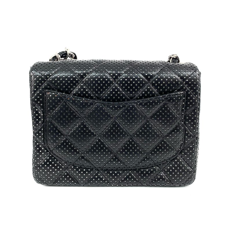 △ Chanel 香奈兒 Black Perforated Lambskin Silver Tone Metal Single Flap Chain Shoulder Bag No.11 A01115 黑色穿孔小羊皮銀色金屬鎖鏈肩背袋No.11 - 257028414-2