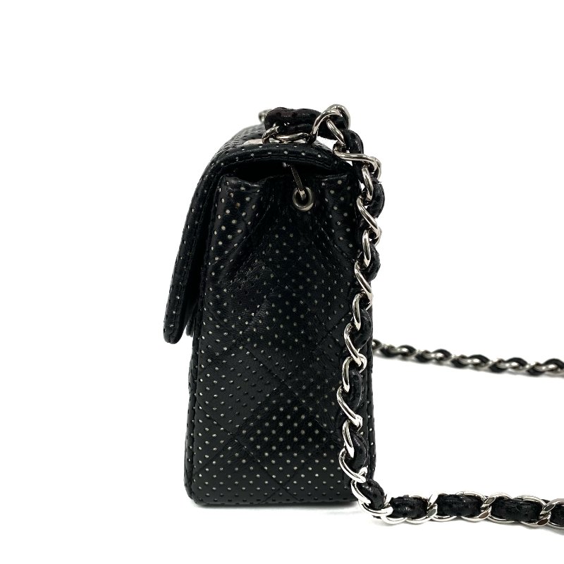 △ Chanel 香奈兒 Black Perforated Lambskin Silver Tone Metal Single Flap Chain Shoulder Bag No.11 A01115 黑色穿孔小羊皮銀色金屬鎖鏈肩背袋No.11 - 257028414-3