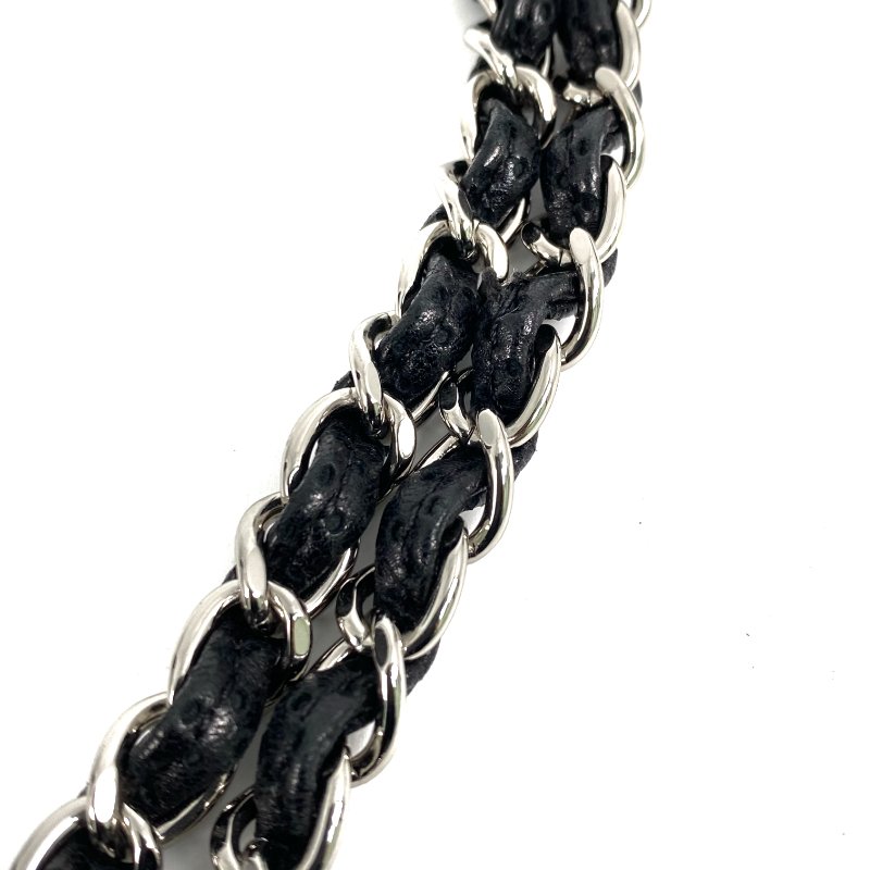 △ Chanel 香奈兒 Black Perforated Lambskin Silver Tone Metal Single Flap Chain Shoulder Bag No.11 A01115 黑色穿孔小羊皮銀色金屬鎖鏈肩背袋No.11 - 257028414-8