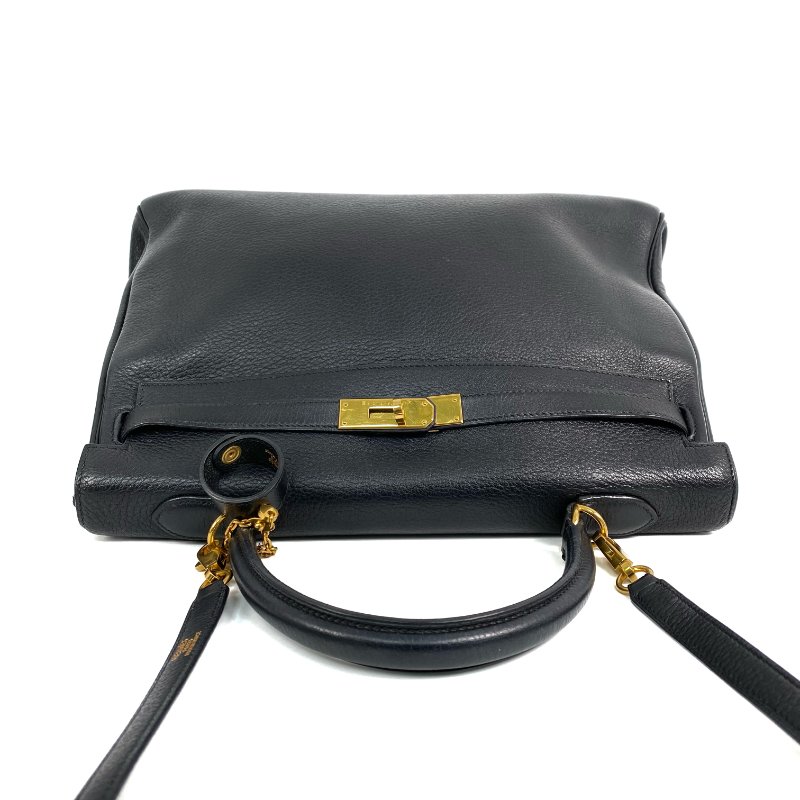 △ Hermes 愛馬仕 Black Clemence Calfskin Gold Plated Metal Kelly 35 2 Way Bag Stamp [D] 黑色粒紋小牛皮鍍金金屬兩用袋[D]刻 - 257028689-6