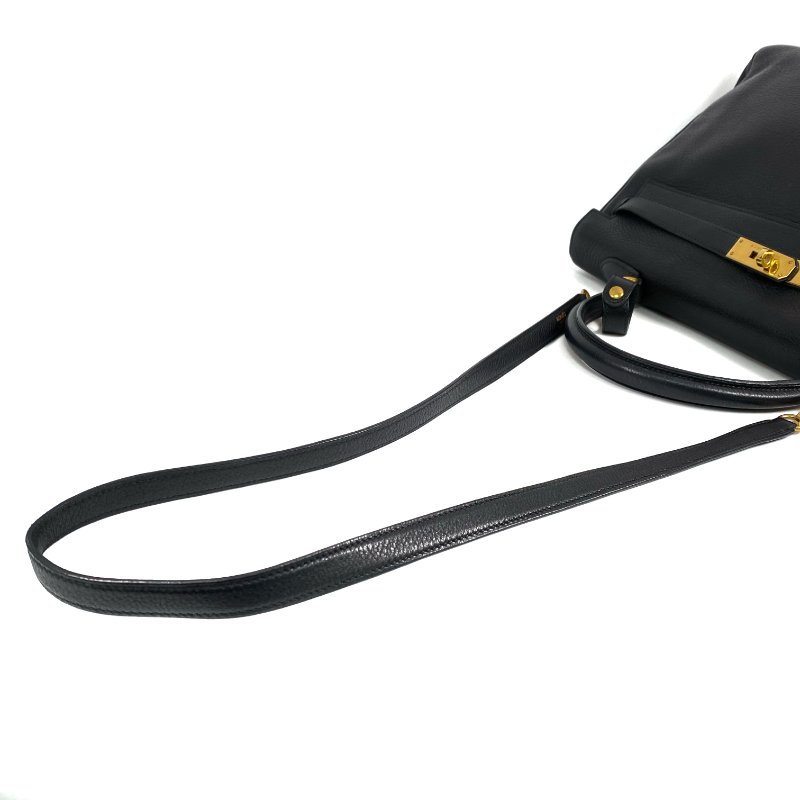 △ Hermes 愛馬仕 Black Clemence Calfskin Gold Plated Metal Kelly 35 2 Way Bag Stamp [D] 黑色粒紋小牛皮鍍金金屬兩用袋[D]刻 - 257028689-8