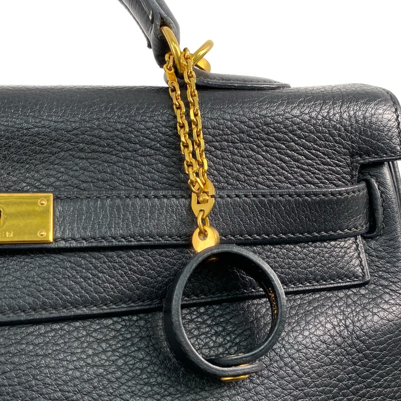 △ Hermes 愛馬仕 Black Clemence Calfskin Gold Plated Metal Kelly 35 2 Way Bag Stamp [D] 黑色粒紋小牛皮鍍金金屬兩用袋[D]刻 - 257028689-13