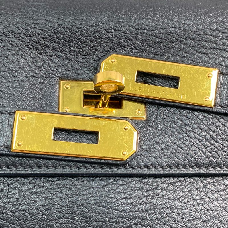 △ Hermes 愛馬仕 Black Clemence Calfskin Gold Plated Metal Kelly 35 2 Way Bag Stamp [D] 黑色粒紋小牛皮鍍金金屬兩用袋[D]刻 - 257028689-15