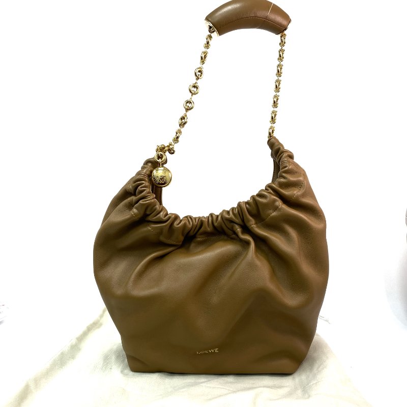 △ Loewe 羅意威 Brown Nappa Leather Squeeze Shoulder Bag 啡色納帕皮革肩背袋 - 257028903-0