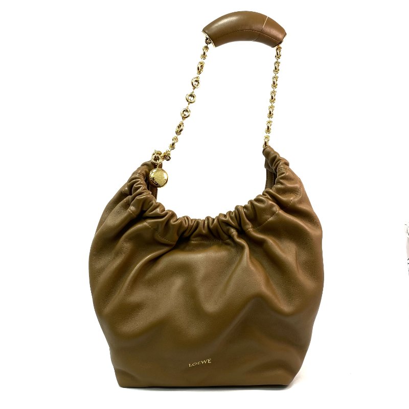 △ Loewe 羅意威 Brown Nappa Leather Squeeze Shoulder Bag 啡色納帕皮革肩背袋 - 257028903-1