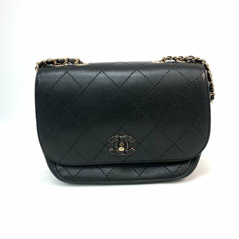 △ Chanel 香奈兒 Black Calfskin Gold Tone Metal Chain Shoulder Bag No.28 AS0887 黑色小牛皮金色金屬鎖鏈肩背袋No.28 - 257027085