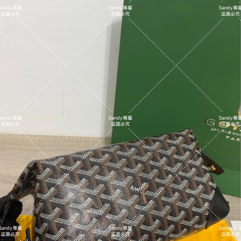 Goyard 洗漱包 飯盒包 黑色 全新全配  可搭長、短肩帶自行改造包包-12
